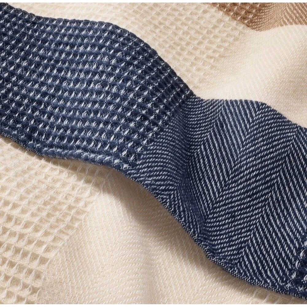Striped Throw Blanket Cream/Blue - Hearth & Hand with Magnolia NEW